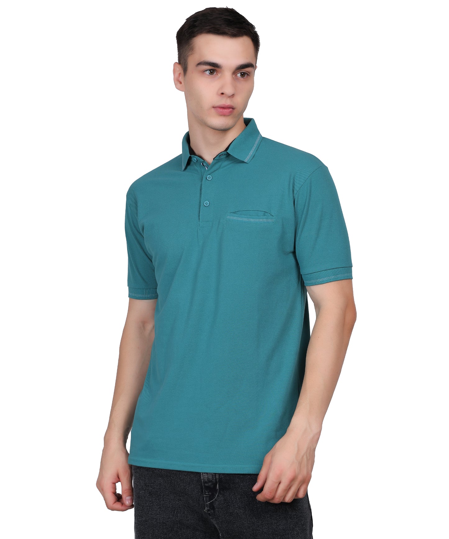 Polo Tshirt for Men with Pocket in Matty Fabric