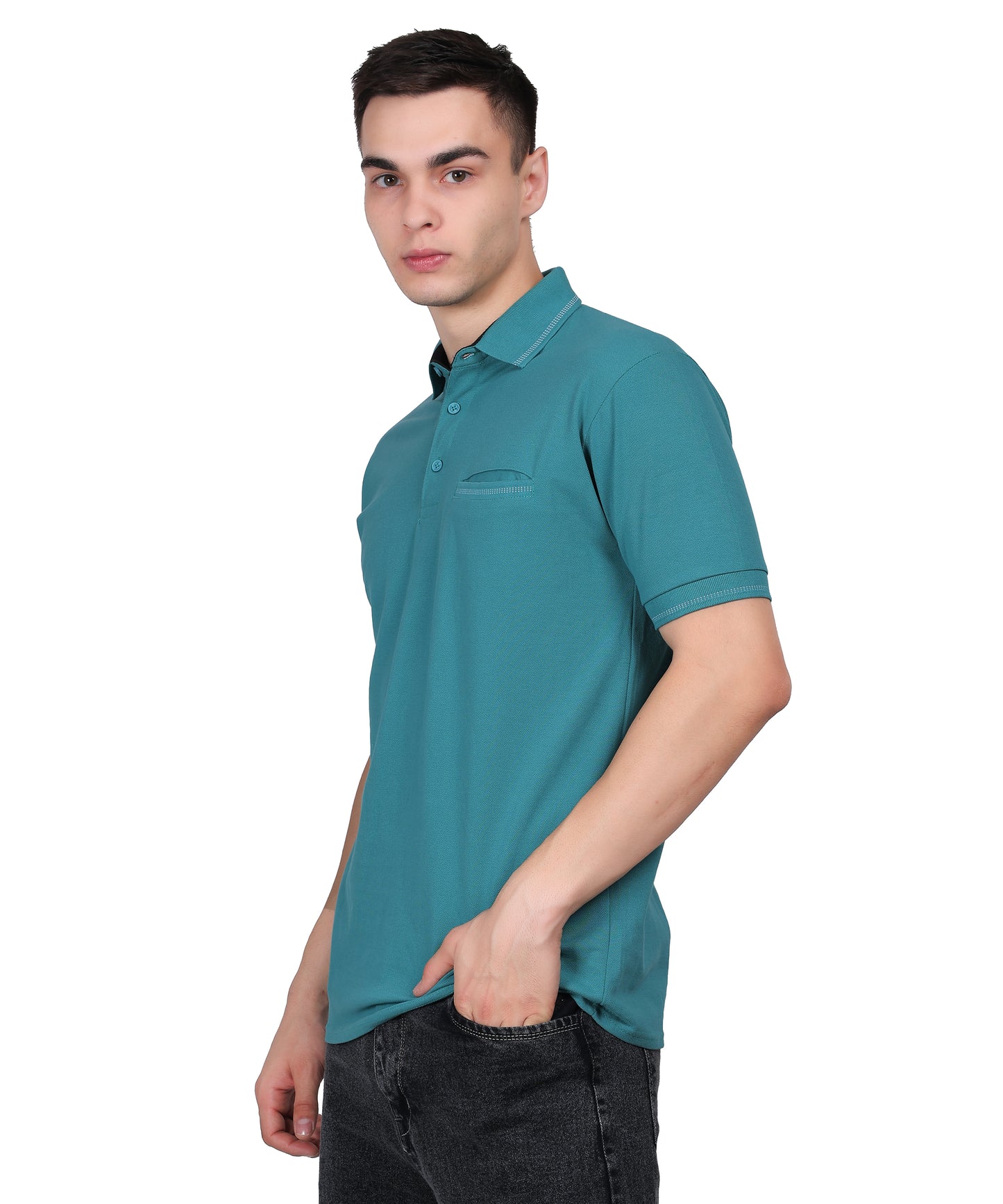 Polo Tshirt for Men with Pocket in Matty Fabric