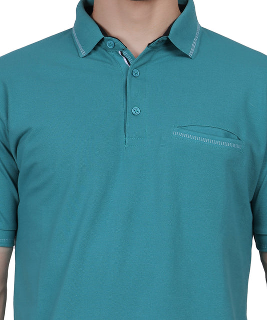 Polo Tshirt for Men with Pocket in Matty Fabric