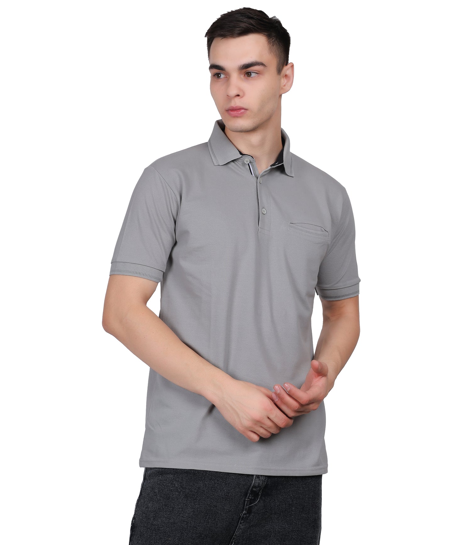 Polo Tshirt for Men with Pocket in Matty Fabric