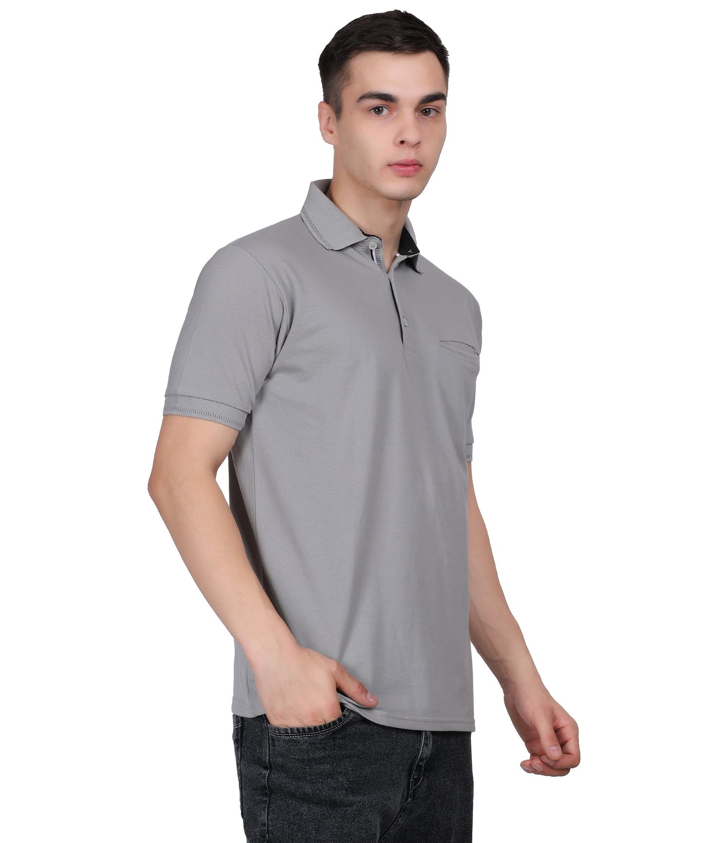 Polo Tshirt for Men with Pocket in Matty Fabric