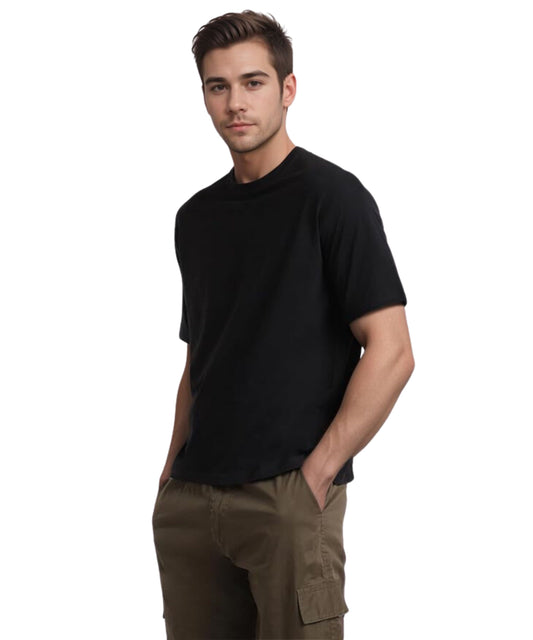 Oversized Half Sleeves Round Neck Solid Pure 100% Cotton T-Shirt for Men