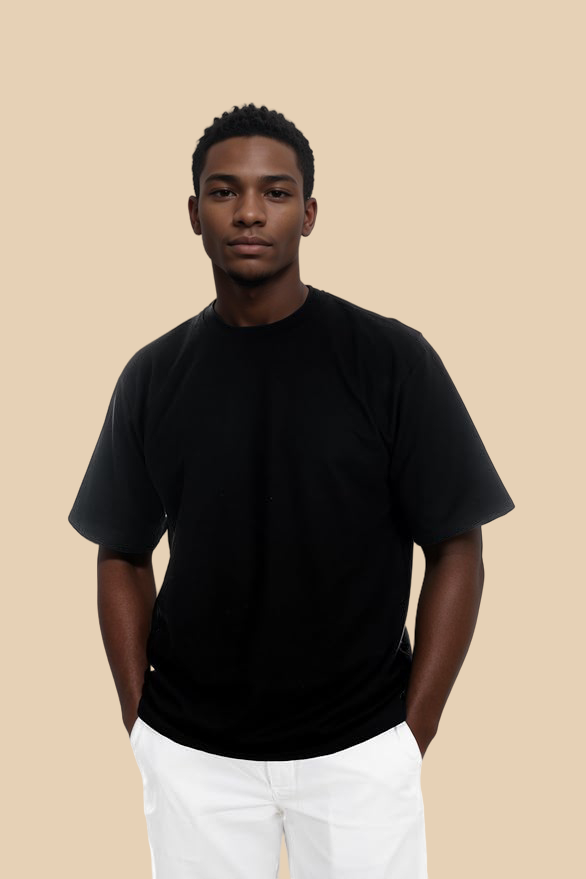 Oversized Half Sleeves Round Neck Solid Pure 100% Cotton T-Shirt for Men