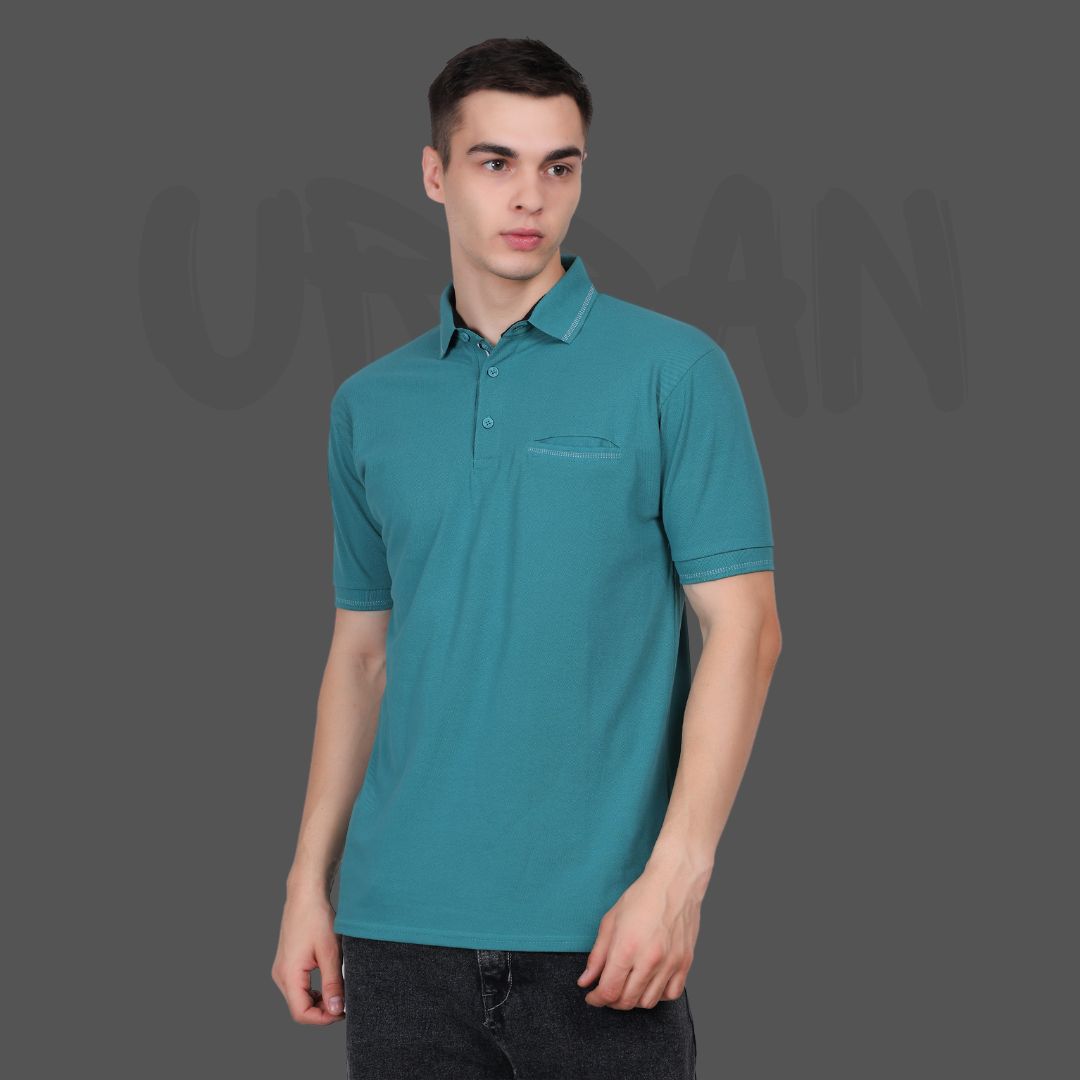 Polo Tshirt for Men with Pocket in Matty Fabric